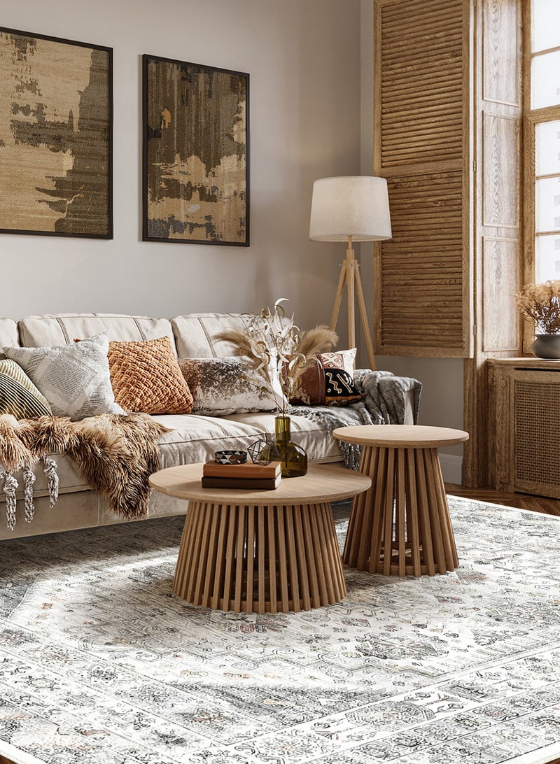 HomarKet Floral Area Rug Soft Large Rugs for Bedroom Aesthetic Dining Room Rug Vintage Printed Non Slip Low Pile Living Room Carpet for Family Room Foyer Den Office grey 160*230cm - Image 2