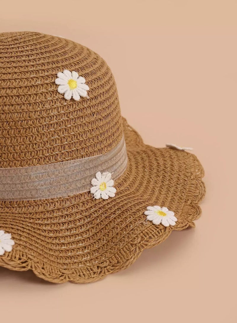 Toddler Girls Flower Decor Straw Hat & Bag - Image 3