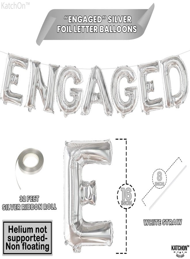 كاتشون بالونات كاتشون الفضية على شكل حرف "مخطوب" - 16 بوصة | بالونات خطوبة لتزيين حفلات الخطوبة | زينة حفلات توديع العزوبية | بالونات لحفلات الخطوبة - Image 2