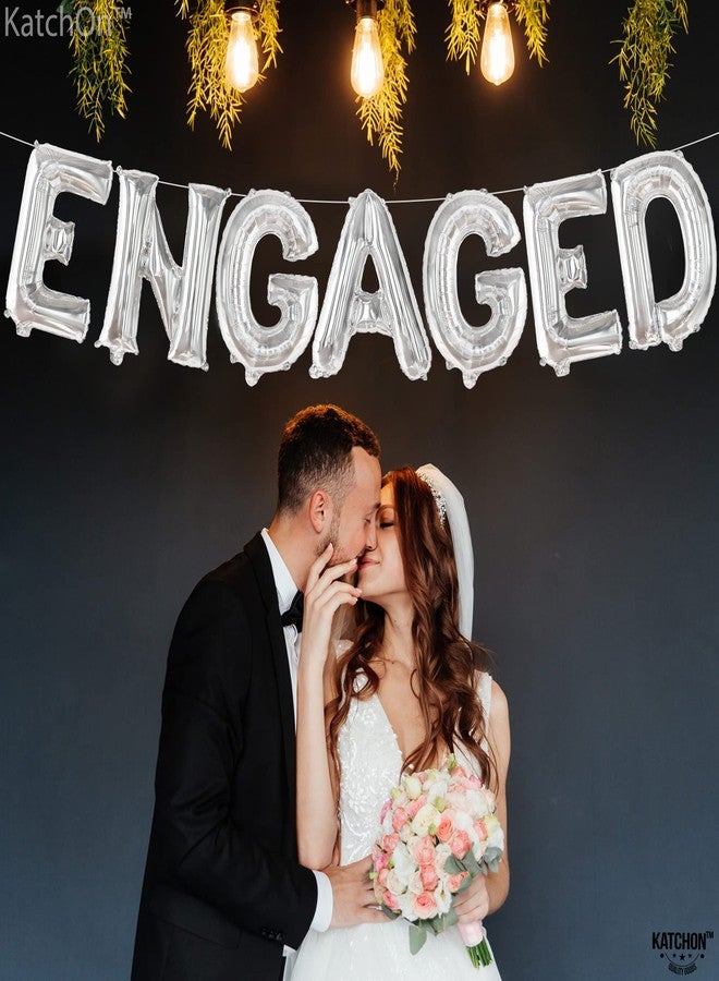 كاتشون بالونات كاتشون الفضية على شكل حرف "مخطوب" - 16 بوصة | بالونات خطوبة لتزيين حفلات الخطوبة | زينة حفلات توديع العزوبية | بالونات لحفلات الخطوبة - Image 3