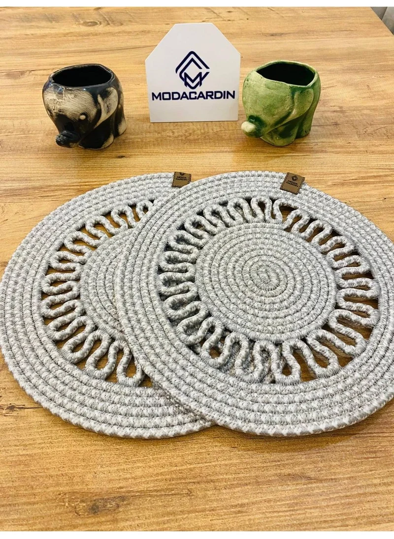 BDZ Deri BDZ Leather Wicker Jute Presentation Plate Mat American Service 2 Piece