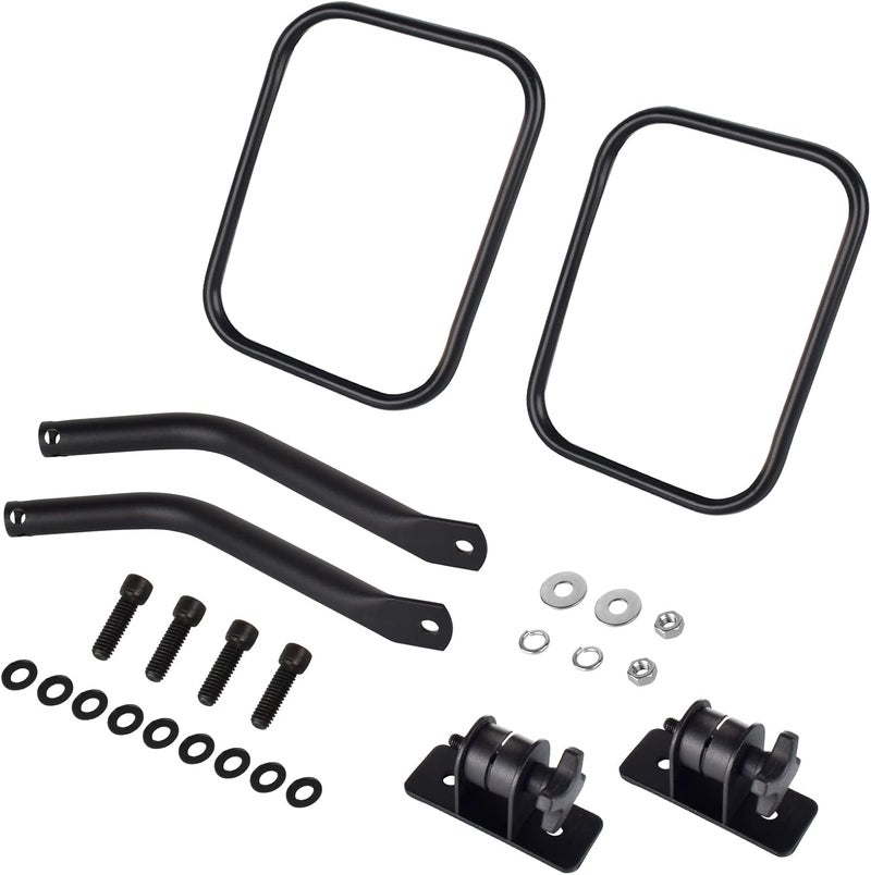 Nifeida Quick Release Rectangular Mirrors for Jeep Wrangler TJ JK JKU 1996-2018 - Textured Black - Image 5