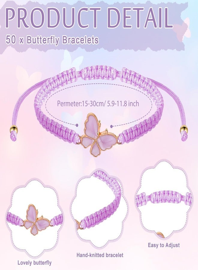Ferreve 50 Sets Butterfly Party Favors for Guests Butterfly Bracelets Adjustable Wish Bracelets a Message from the Card for Baby Shower Gender Reveal Party Supplies Inspirational Gift - Image 2