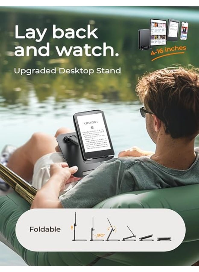 Lisen LISEN Tablet Stand for iPad Stand Holder Desk, Foldable Home Office Desk Accessories Travel for iPad Holder Dorm College Essentials Portable Monitor Stand Fits Tabs Kindle iPhone 4-15.9" Black - Image 5