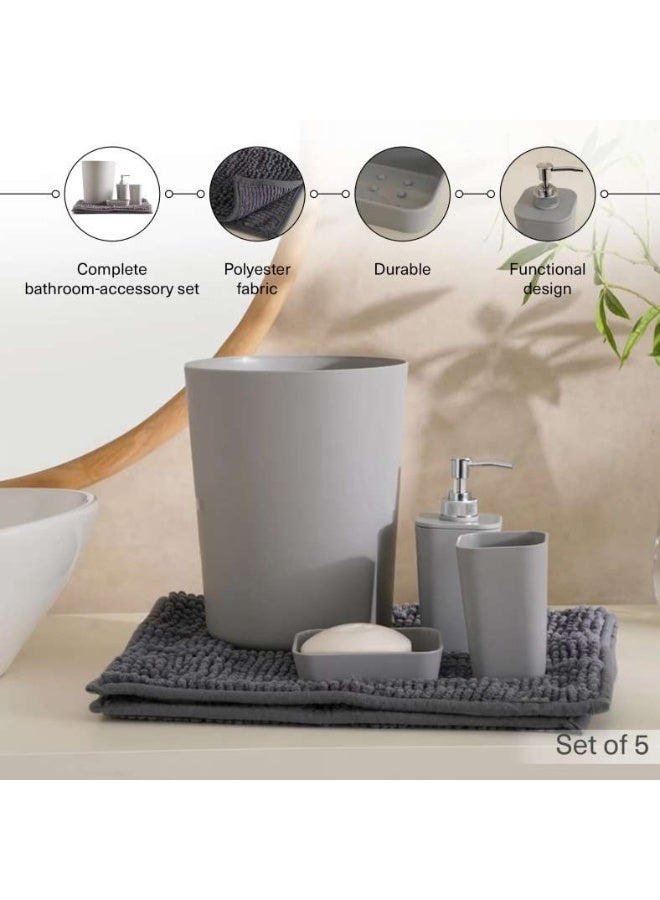 Pan Home Maldon 5 Pieces Bathroom Accessory Set - Grey - Image 5