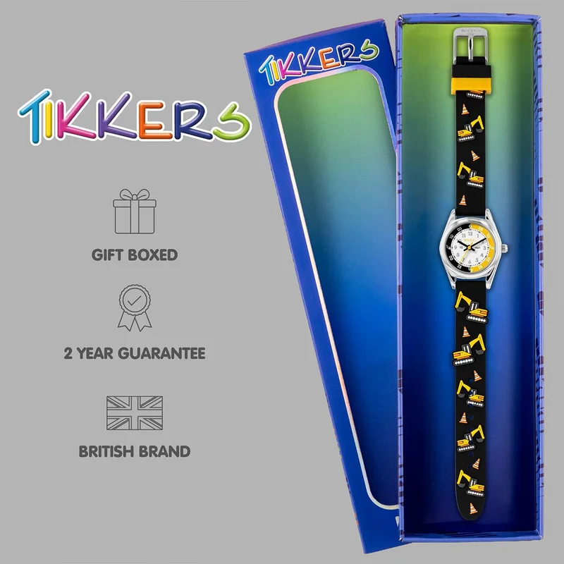 Tikkers  Tikkers Time Teacher 3D Digger Black Silicone Strap Watch - TK0213 for Men | Best Price UAE