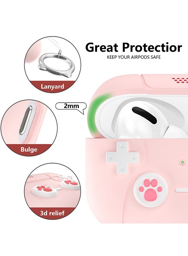 HS Airpods Pro 2 Case/Airpods Pro Case, Cat Game Player Design, Airpods Pro 2 Case 2022 With Keychain For Men Women, Soft Silicone Protective Cover Skin For Airpods Pro 2nd/1st Gen - Image 4
