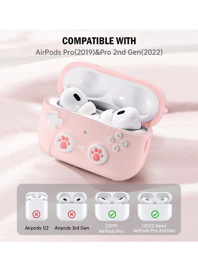 HS Airpods Pro 2 Case/Airpods Pro Case, Cat Game Player Design, Airpods Pro 2 Case 2022 With Keychain For Men Women, Soft Silicone Protective Cover Skin For Airpods Pro 2nd/1st Gen - Image 2