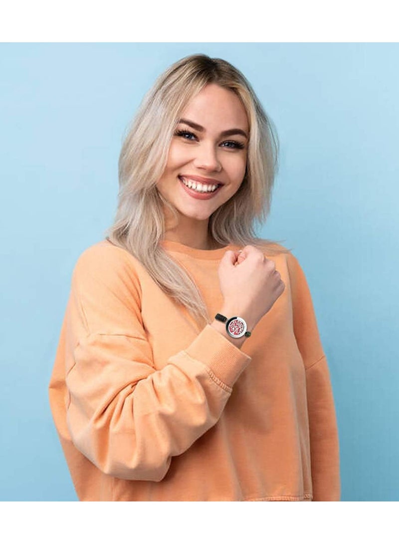 Excefore Essential Oil Diffuser Bracelet Set - Stainless Steel Aromatherapy Locket with Adjustable Band, Includes 12pcs Refill Pads Gift for Women and Girls - Image 2