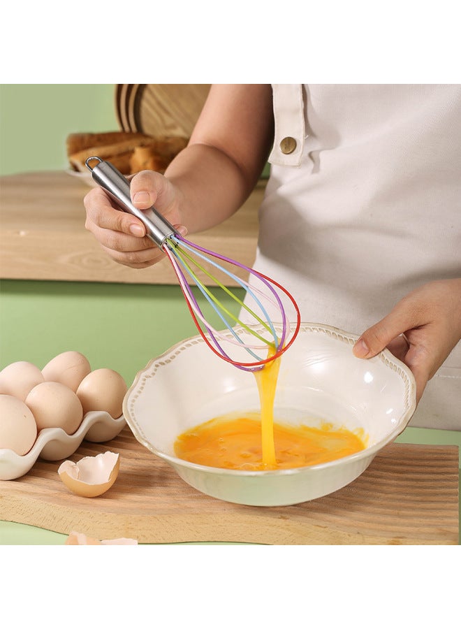 Holding Blender Baking Tool Manual Stainless Steel Handle Silicone Multi-use Egg Beater Cake Cream Beater Handheld-Colour:12inch Red - Image 3