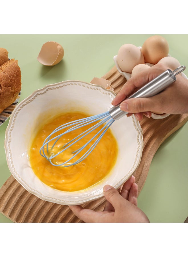 Holding Blender Baking Tool Manual Stainless Steel Handle Silicone Multi-use Egg Beater Cake Cream Beater Handheld-Colour:12inch Red - Image 4