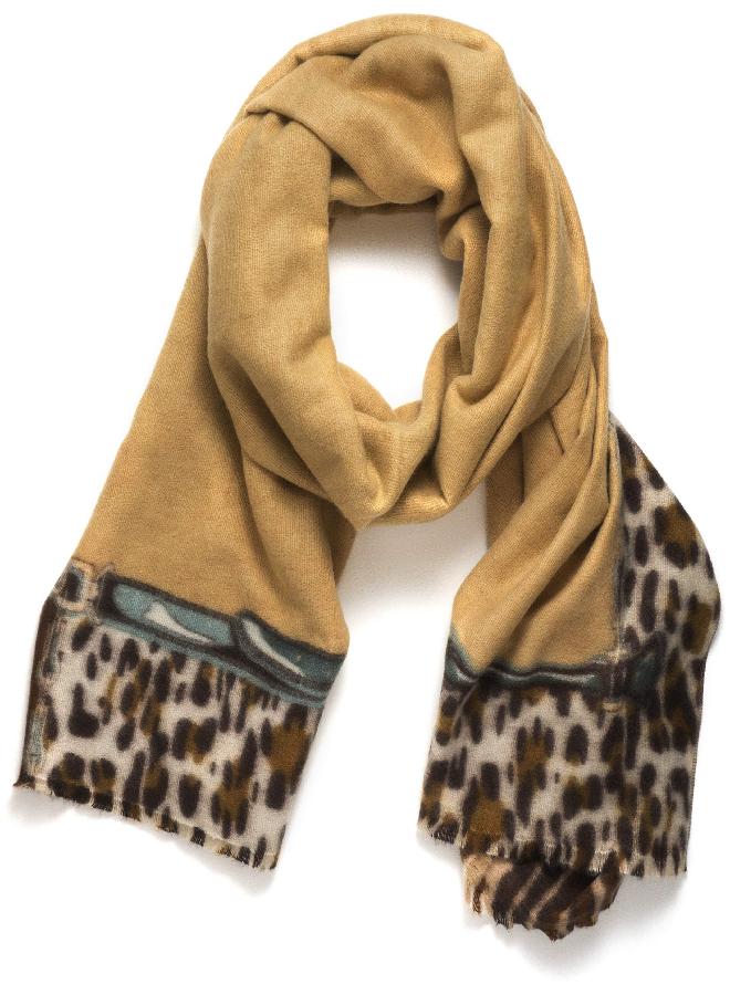Stephanie Imports Cashmere & Rayon Wrap Shawl for Women Winter Extra Large (68" X 29") Pashmina Scarf (Caramel Leopard With Leopard Belt Design) - Image 2