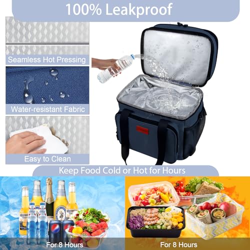 GLENKEY Expandable Large Lunch Box, Insulated Heavy Duty Lunch Bag Waterproof Leakproof Durable Cooler Bag for Men Women Adults Work Construction Camping Trip, 16L, Blue, GLENKEY - Image 5