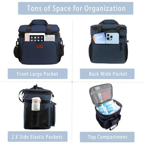 GLENKEY Expandable Large Lunch Box, Insulated Heavy Duty Lunch Bag Waterproof Leakproof Durable Cooler Bag for Men Women Adults Work Construction Camping Trip, 16L, Blue, GLENKEY - Image 3