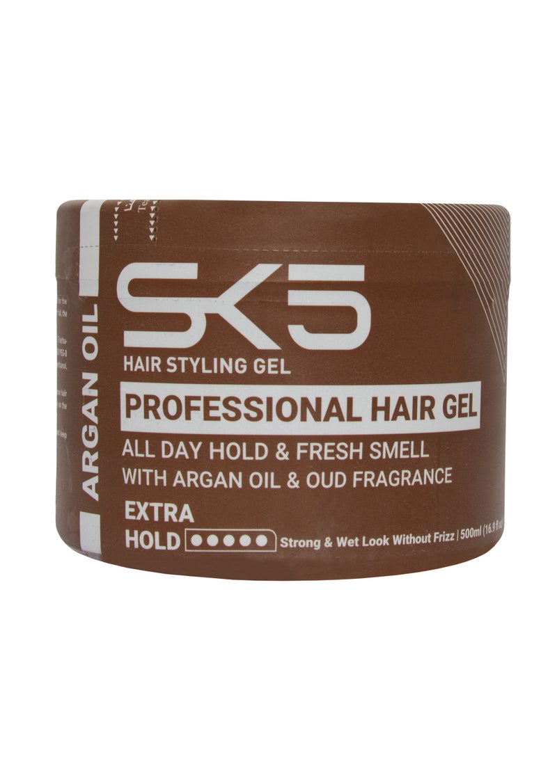 SK5 Argan Oil Professional Hair Gel 500ml – Strong Hold, Frizz Control & Non-Sticky Formula - Image 1