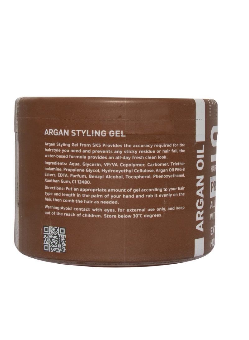 SK5 Argan Oil Professional Hair Gel 500ml – Strong Hold, Frizz Control & Non-Sticky Formula - Image 2