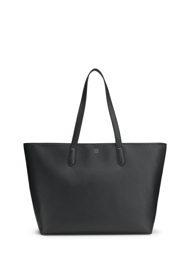 HUGO Grained faux-leather tote bag with stacked-logo trim