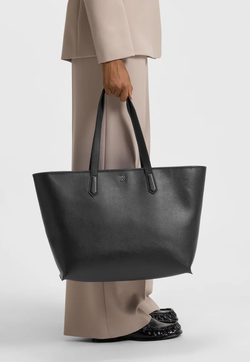 HUGO Grained faux-leather tote bag with stacked-logo trim