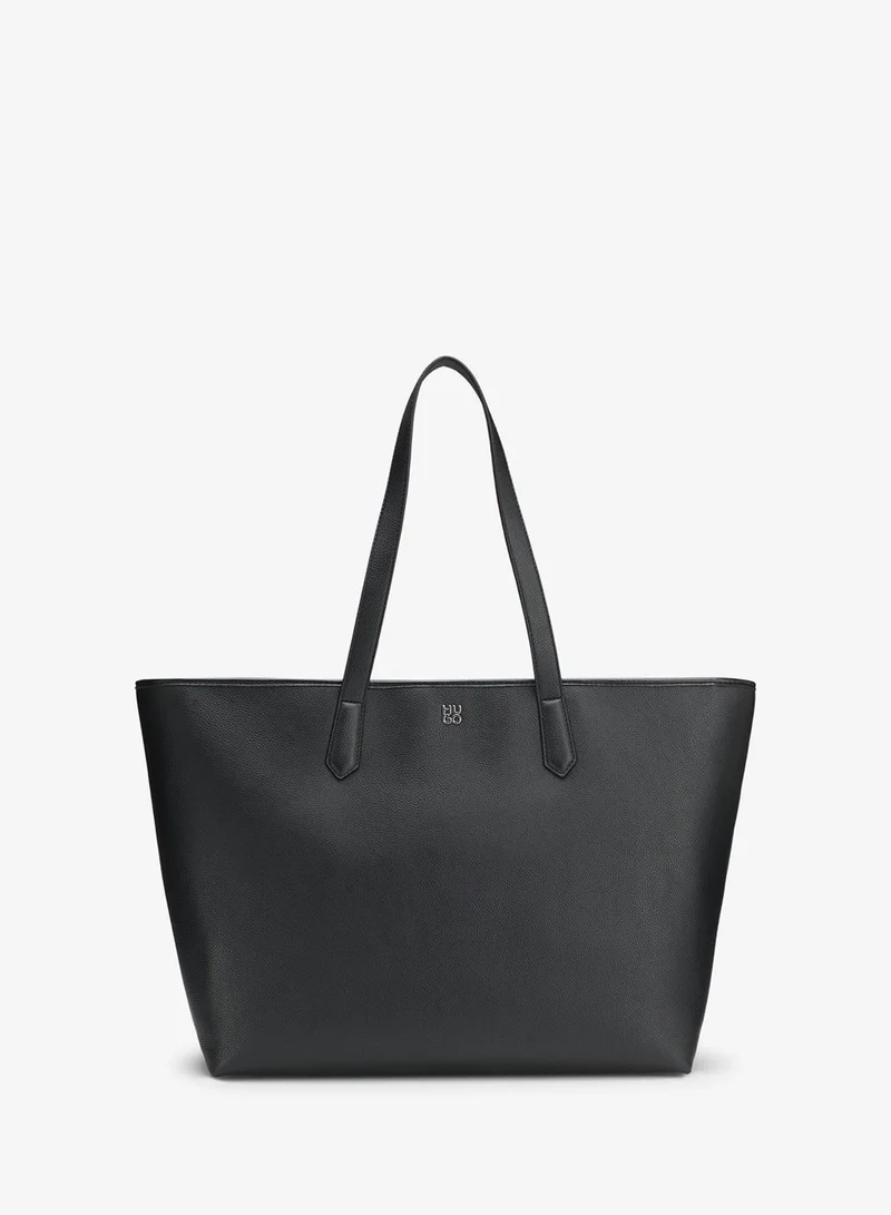 HUGO Grained faux-leather tote bag with stacked-logo trim