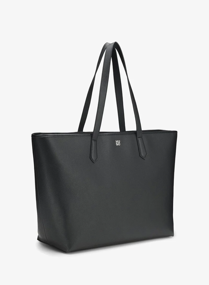 HUGO Grained faux-leather tote bag with stacked-logo trim