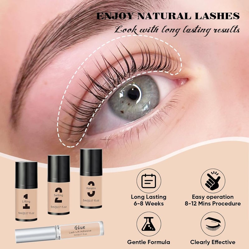 Libeauty Lash Lift and Color Kit Brow Lamination Kit with Black Color Quick Lifting Perming & Voluminous Coloring with Complete Tools DIY Eyelash Perm Use at Home & Salon Supplies - Image 2