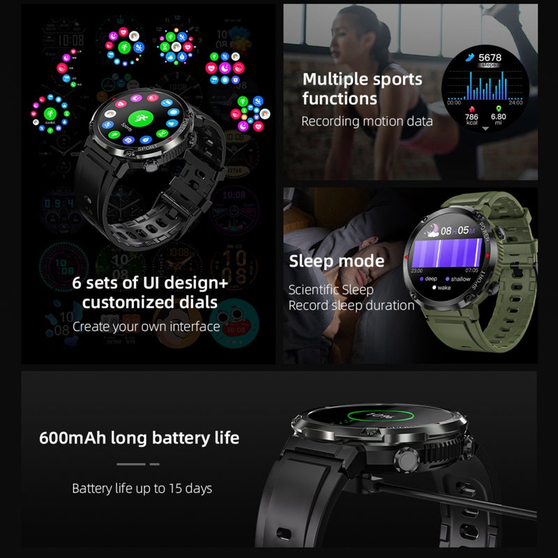 ساعة رياضية ذكية زيوس برو (ZEUS PRO Smart Bracelet Sports Watch) شاشة لمس كاملة TFT LED مقاس 1.6 بوصة متتبع لياقة بدنية مقاوم للماء بمستوى IP68 مكالمة عبر بلوتوز تشغيل موسيقى مراقب للنوم/معدل القلب/ضغط الدم وعدة أنماط رياضية - Image 5