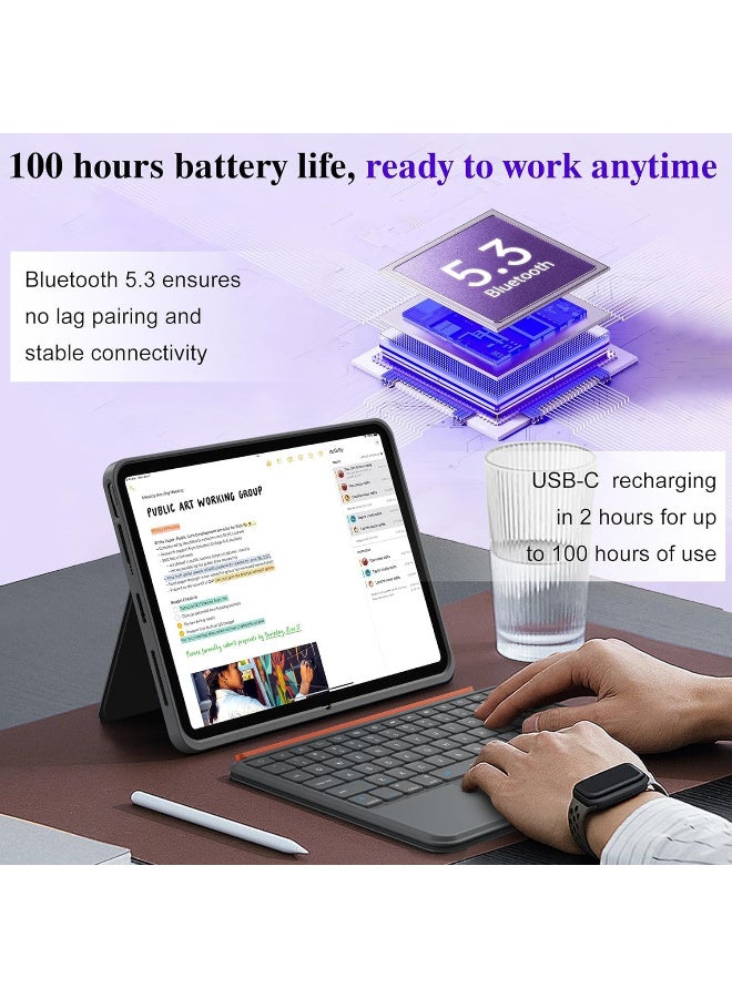 IPad Pro 13 inch Keyboard Case M4/2024/2025 Magnetic Detachable 3 in 1 Bluetooth Case Keyboard Adjustable Stand 7 Colors Backlit Keys with Touchpad (Grey, iPad Pro 13"(M4/2024/2025) - Image 4