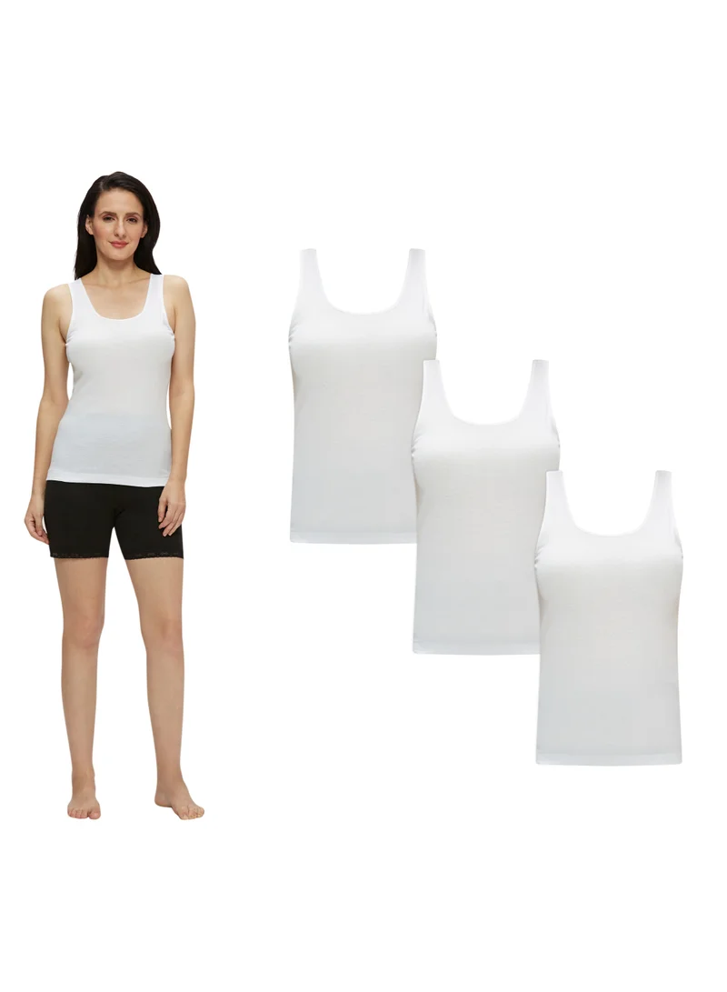 BYC WOMEN'S COTTON VEST (PACK OF 3) - WHITE