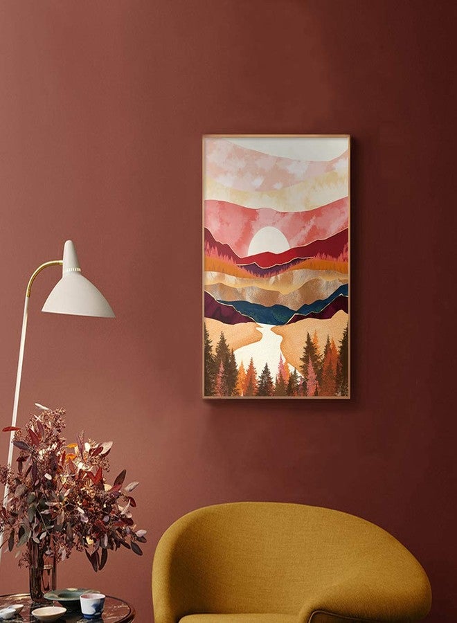 YUMKNOW Abstract Nature Wall Art - Boho for Bedroom Wall Decor for Living Room Pictures for Wall Prints, Unframed 16x20 inch, Mountain Decor, Sunset Moon Poster Modern Fall - Image 2