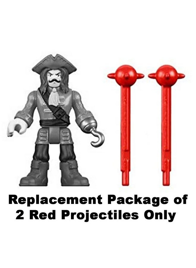 Imaginext Replacement Parts Crocodile Playset - Walking Croc and Pirate Figure DHH63 ~ Package of 2 Red Projectiles - Image 2