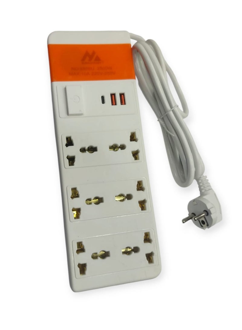 Electricity joint- 6Ports - 2Usb- type c -  Max 2500w- 10A  - Image 2
