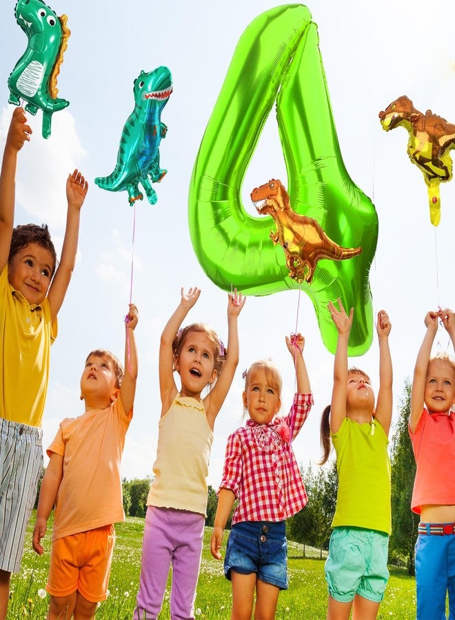 LEBERY Dinosaur Number 4 Ballloon, 40 Inch Green Number 4 Balloon, Mini Dino Foil Balloons Baby Dinosaur Balloons for Kid Dino Theme Jungle 4th Birthday Baby Shower Party Decorations - Image 3