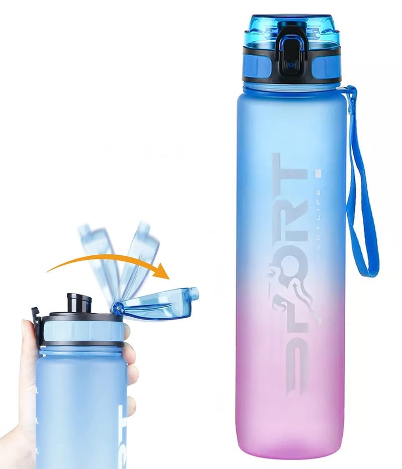 US1984 Unbreakable Water Bottle, Leakproof Durable BPA-Free Non-Toxic Water Bottle, Bottle for Office, Sports, School, Gym, Yoga (1000 ML, Plastic, Blue, Pack of 1 Bottle) - Image 1