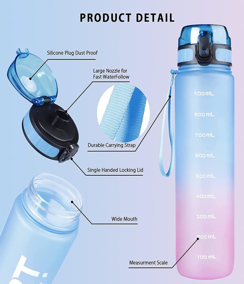 US1984 Unbreakable Water Bottle, Leakproof Durable BPA-Free Non-Toxic Water Bottle, Bottle for Office, Sports, School, Gym, Yoga (1000 ML, Plastic, Blue, Pack of 1 Bottle) - Image 2