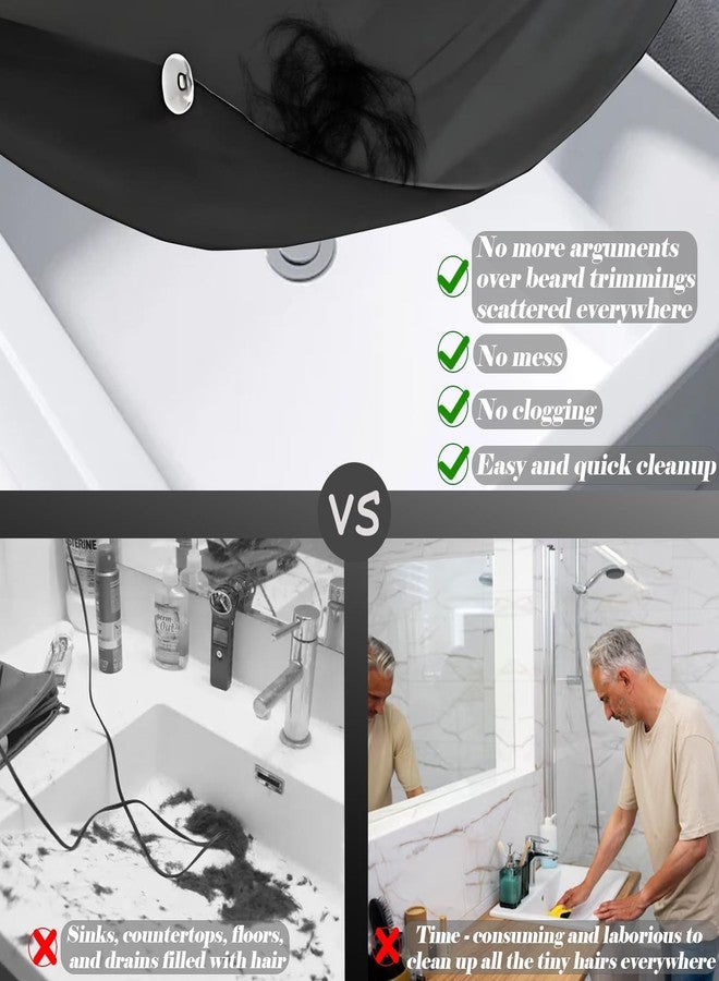 Celuisiva Beard Bib Beard Apron, Beard Catcher for Men Shaving & Trimming, Waterproof Beard Bib Hair Catcher for Sink, Non-Stick Beard Cape with 4 Suction Cups, Grooming Accessories & Gifts for Men Dad Husband - Image 4