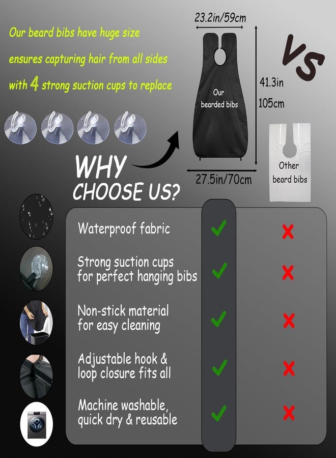 Celuisiva Beard Bib Beard Apron, Beard Catcher for Men Shaving & Trimming, Waterproof Beard Bib Hair Catcher for Sink, Non-Stick Beard Cape with 4 Suction Cups, Grooming Accessories & Gifts for Men Dad Husband - Image 2