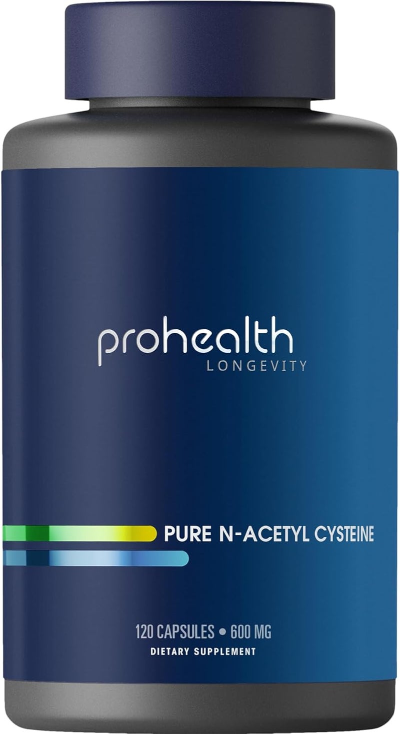 ProHealth بروهيلث بيور NAC ن-أسيتيل سيستين دعم الكبد والمناعة مضاد أكسدة وزيادة الجلوتاثيون صحة الخلايا 600 ملغ لكل كبسولة 120 حصة مختبر طرف ثالث - Image 1