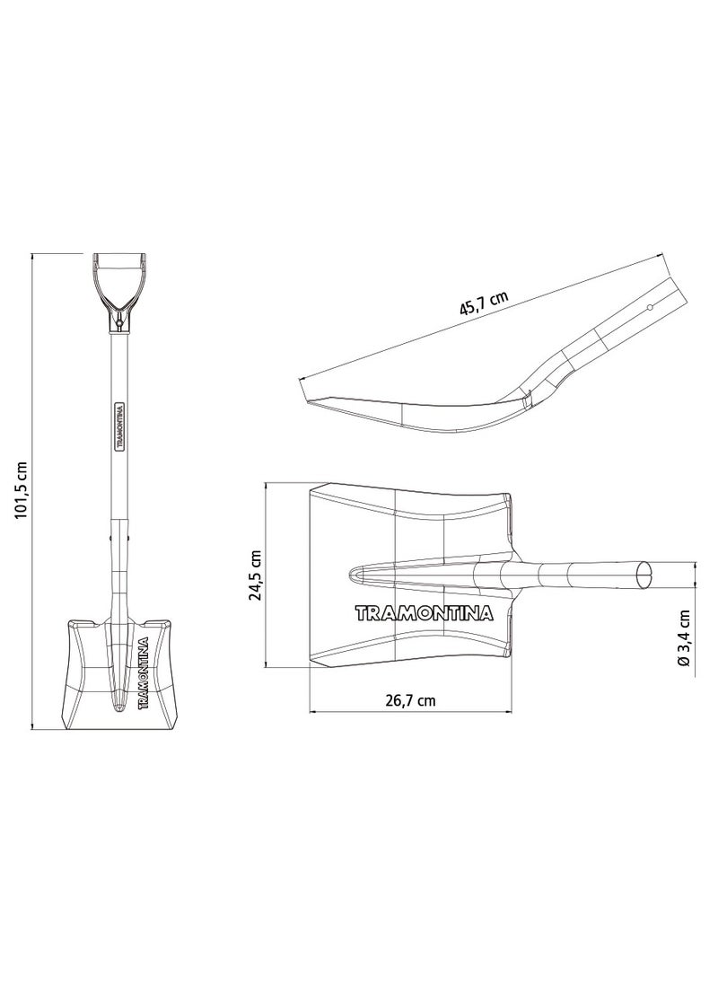 TRAMONTINA Since 1911,Made in Brazil- Square Mouth Shovel with 71cm Wood Handle  - Image 2