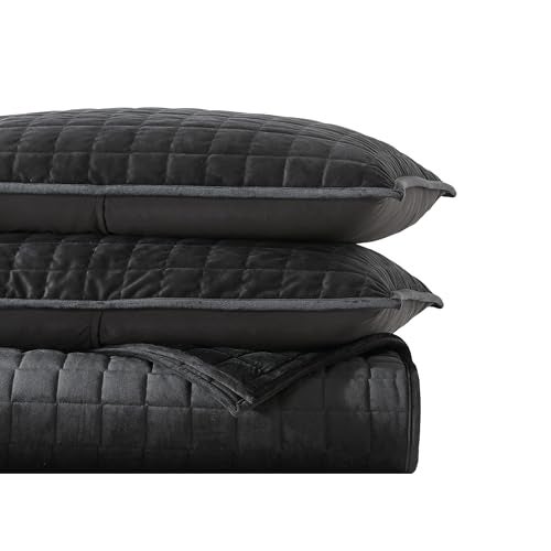 Vera Wang- King Quilt Set, Ultra-Soft Bedding with a Lightweight Feel for Year Round Comfort, 3 Piece Bed Set with Matching Pillowcases (Diamond Black) - Image 5