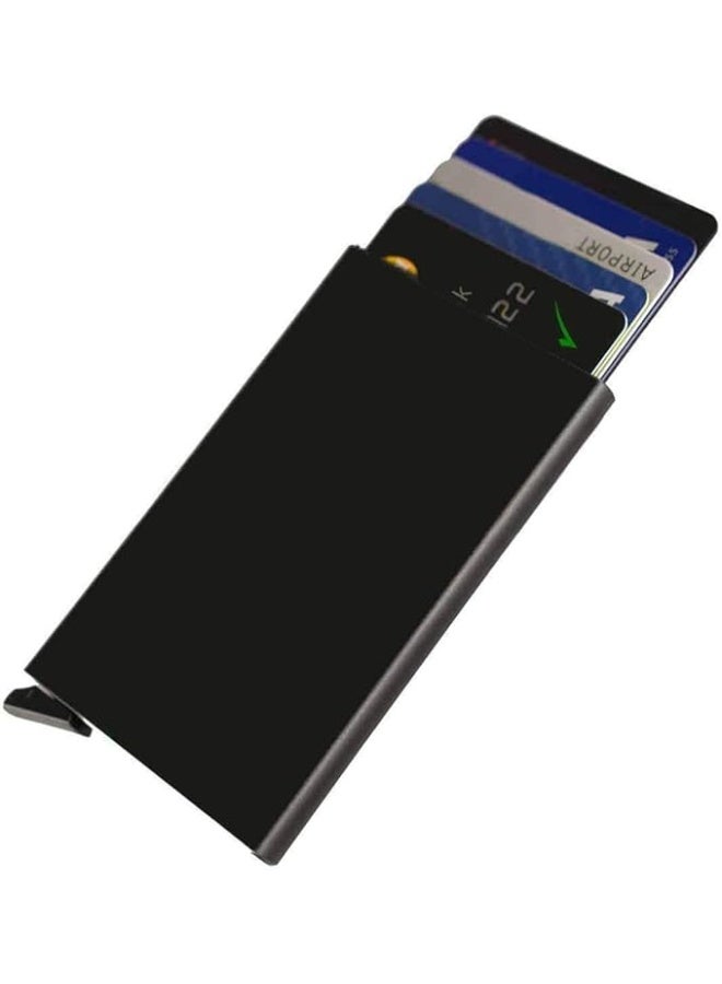 محفظة ذكية وحاملة بطاقات بتقنية حجب RFID 6 تنبعث بنقرة واحدة، اسود، ، للجنسين - Image 3