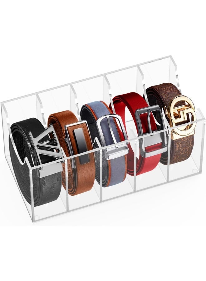 TPGP Acrylic Belt Organizer for Closet, Belt Holder for Drawer, Belt Rack Storage Organizer For Men, Clear Tie Organizer Holder Rack Wall Mount with 7 Compartments for Bow Cosmetics Bracelets Jewelry  - Image 1