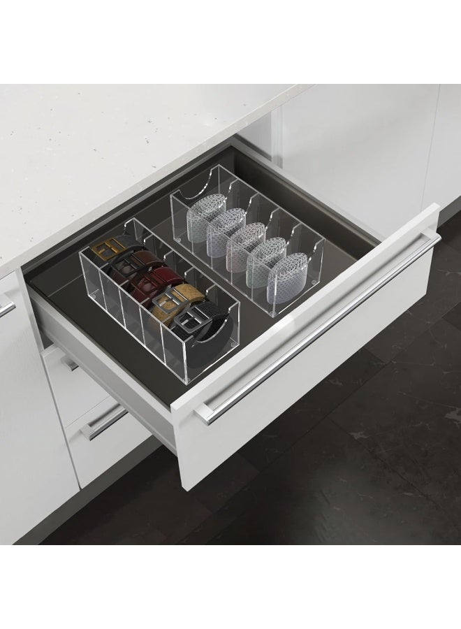 TPGP Acrylic Belt Organizer for Closet, Belt Holder for Drawer, Belt Rack Storage Organizer For Men, Clear Tie Organizer Holder Rack Wall Mount with 7 Compartments for Bow Cosmetics Bracelets Jewelry  - Image 2