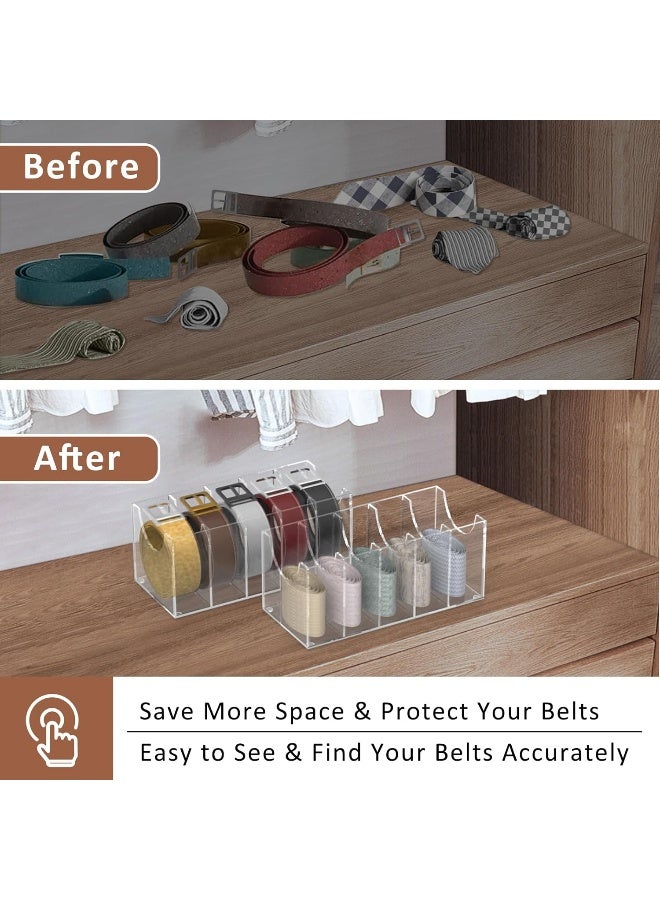 TPGP Acrylic Belt Organizer for Closet, Belt Holder for Drawer, Belt Rack Storage Organizer For Men, Clear Tie Organizer Holder Rack Wall Mount with 7 Compartments for Bow Cosmetics Bracelets Jewelry  - Image 4