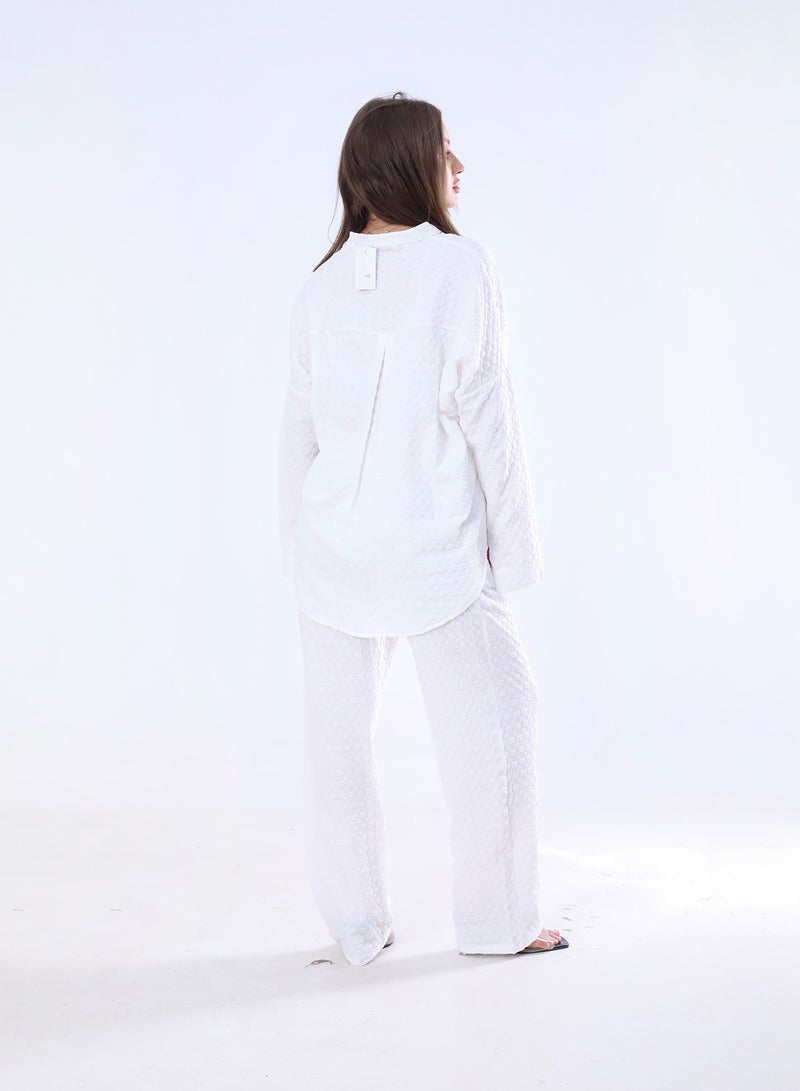 BEBO Women's Solid Long Sleeve Pants Set Free Size Fits Approximately 60-85kg_White  - Image 2