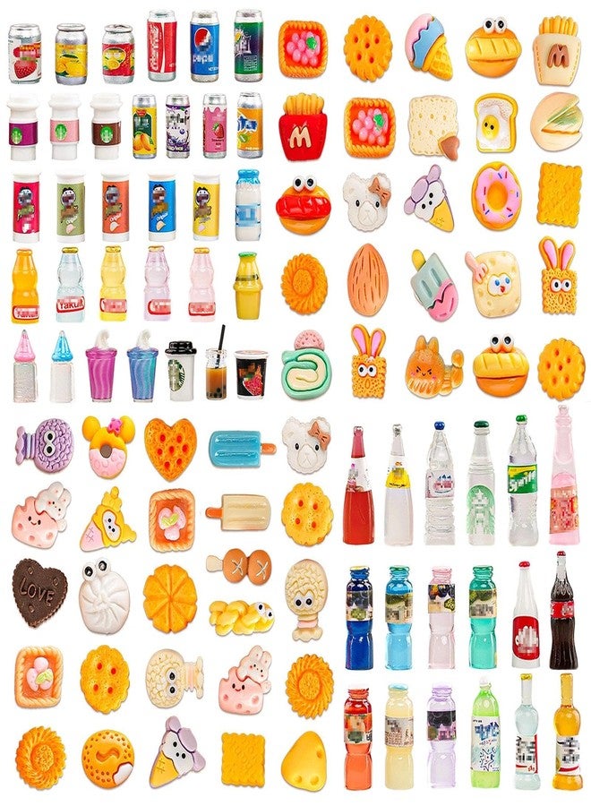 GALAOMA 100pcs Miniature Food Drink Mini Brand Bottles Soda Pop Cans Cake Ice Cream Pretend Play Kitchen Game Party Accessories Toys for 1/12 Doll House Resin Food Figures Dollhouse Kitchen Decorations - Image 1