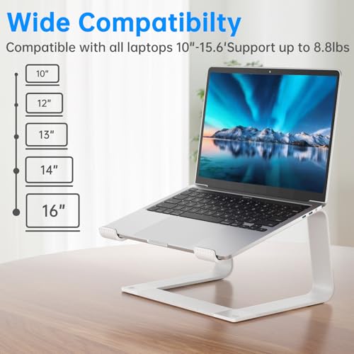 GleYo Laptop Stand for Desk Detachable Aluminum Computer Riser Portable Metal Notebook Webcam Stand Holder Compatible with MacBook Air, Pro, Dell, HP, Lenovo and All 10-16" Laptops, Silver - Image 3