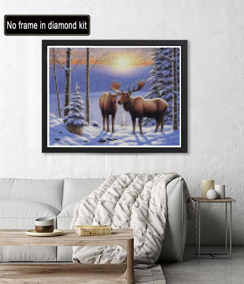 Diymood DIY 5D Diamond Painting by Number Kits, Diamond Painting Moose Winter Forest Paint with Diamonds Arts for Adults Full Drill Canvas Picture for Home Wall Decor 40x50cm(16x20inch) - Image 3