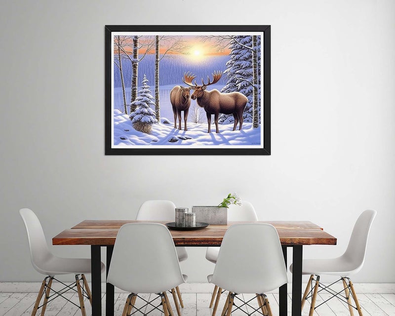 Diymood DIY 5D Diamond Painting by Number Kits, Diamond Painting Moose Winter Forest Paint with Diamonds Arts for Adults Full Drill Canvas Picture for Home Wall Decor 40x50cm(16x20inch) - Image 2