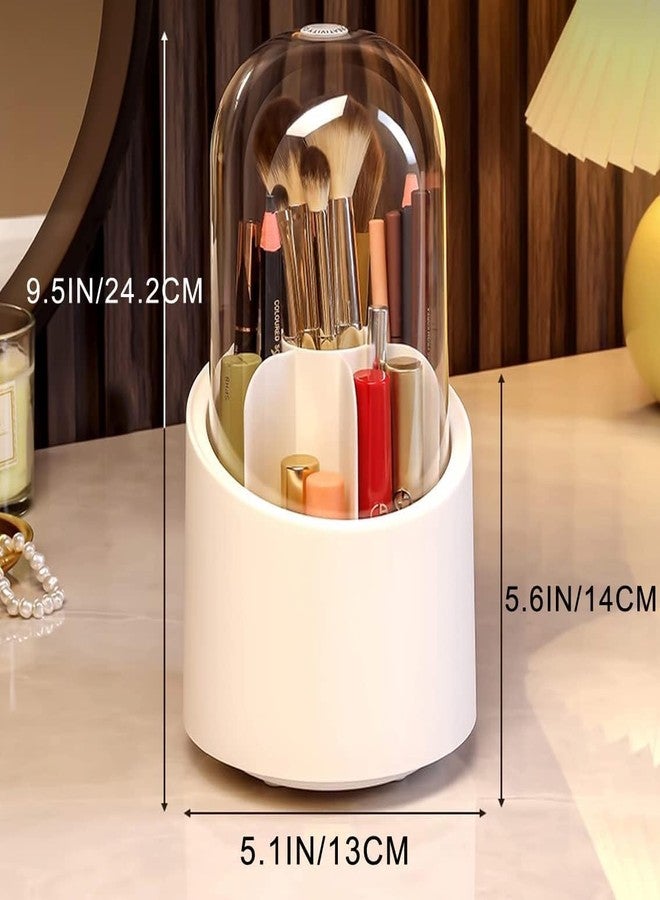 MVM Enterprise Makeup Brush Storage Bucket Dust-proof,Makeup Brush Holder Organizer -360° Rotating,Lipstick Eyebrow Pencil Makeup Storage Box Rotating Brush Barrel(White) - Image 4