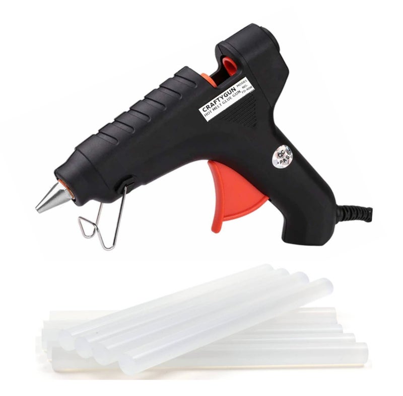 CRAFTYGUN BLACK 40W 40 WATT GLUE GUN WITH 8 GLUE STICKS - Image 1